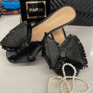 NEW Gianni Bini Black Mules with Bow Detail